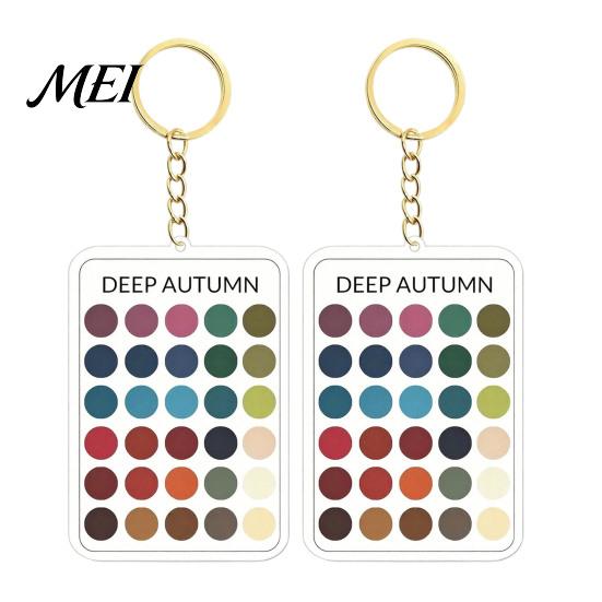 Makeup Color Guide 2Pcs Palette Keychain Pendant, Clear Acrylic Season Analysis Swatches Spring Summer Fall Winter Colors Keychain, Card, Gifts