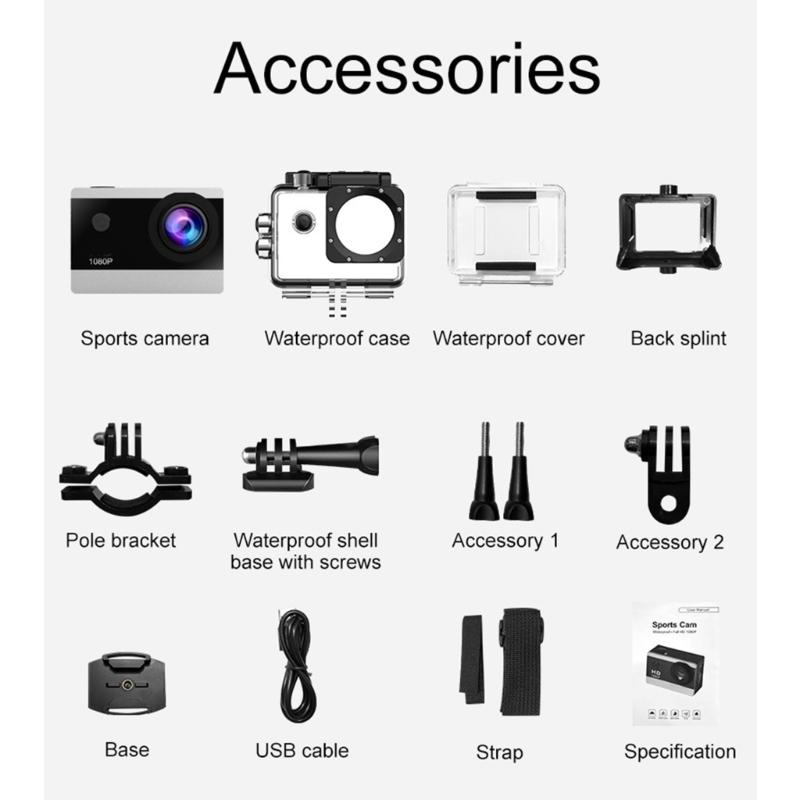 Underwater Action Camera For Water Sports Enthusiasts With 30M Waterproof Capability High Resolution 1080P