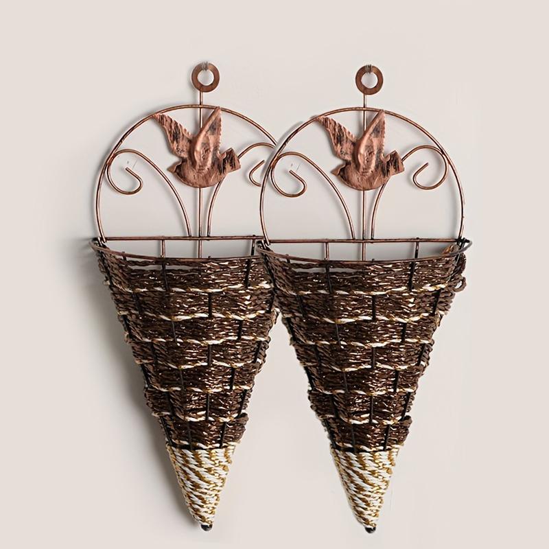 1 шт., винтажная цветочная композиция, домашний декор, настенная конусообразная цветочная корзина, держатель для растений