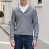 Мужские весенне-осенние пуловеры с V-образным вырезом и длинным рукавом в рубчик