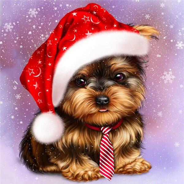 5d алмазная живопись, полная дрель, круглая Алмазная вышивка кошка, собака, вышивка крестиком, стразы, мозаика, Рождественский подарок