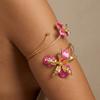 Enamel Glaze Butterfly Orchid Bracelet Floral Flower Armband Fairy Open Arm Bangle  Hand Jewelry