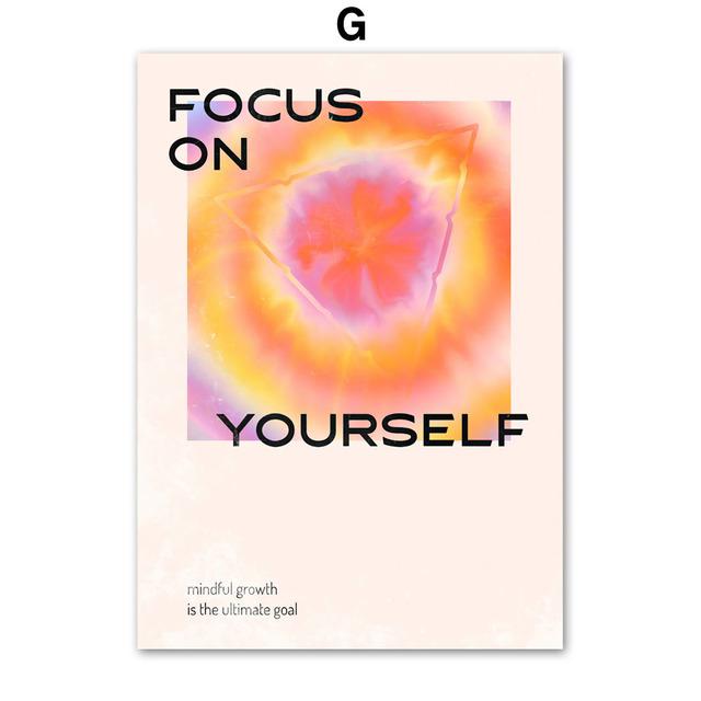 Retro Psychedelic Gradient Mindful Quotes Wall Art Canvas Painting Nordic Posters And Prints Wall Pictures For Living Room Decor