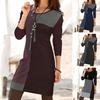Женское весеннее платье одинакового цвета с геометрическим круглым вырезом и длинными рукавами, свободный пуловер, мягкое повседневное мини-платье длиной выше колена