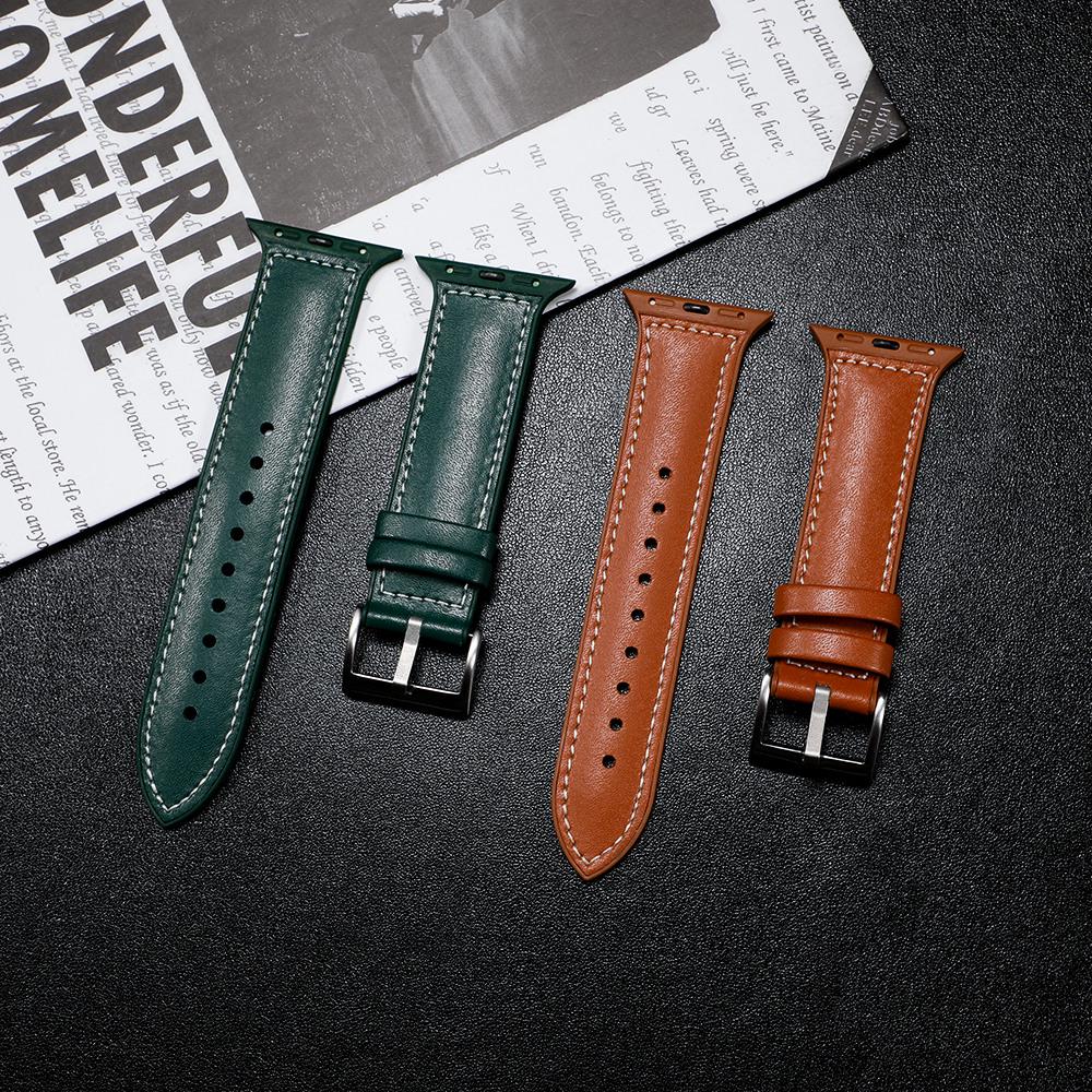 Ремешок из натуральной кожи для Apple Watch 6 Band 44 мм 40 мм iWatch Band 38 мм 42 мм силиконовый ремешок-браслет Apple Watch Serie 6 5 4 3 Se