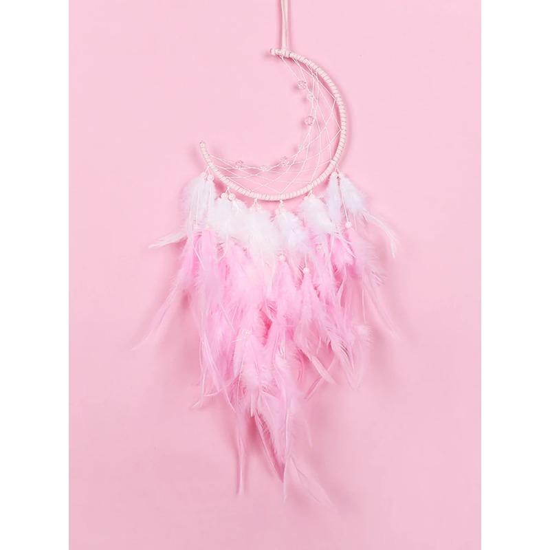 Dream Catcher Pink Feather Wind Chime Hand-made Outdoor Garden Curtain Hanging Ornaments Birthday Christmas Gift Home Decoration