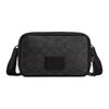 Сумка 18 Съемный плечевой ремень на молнии Кожа теленка Crossbody Наплечная сумка Маленькая Мужская Черная