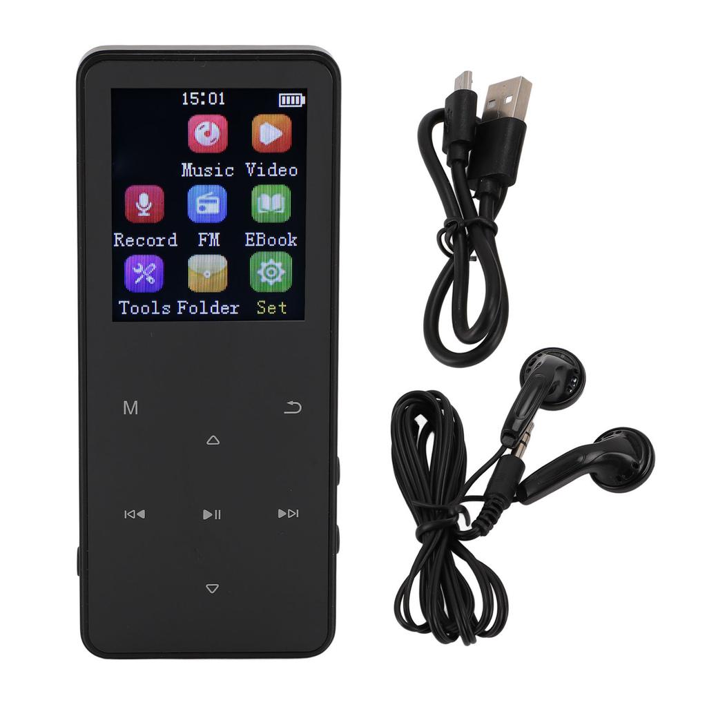 Bluetooth MP3 Player 1.8inch Touchscreen Built In Speaker Support 128GB Memory Card Shuffle Single Loop Portable Music