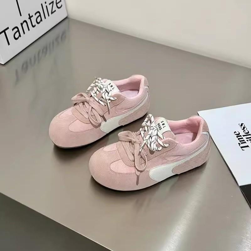 Легкая мягкая подошва~ бархатные уродливо-милые немецкие тренировочные туфли женские 2025 зима новые двухцветные шнурки повседневные туфли Форреста Гампа