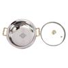 Stainless Steel Hammered Design Handi/Bowl/Casserole with Toughened Glass Lid & Brass Knob & Handles, Volume-400 Ml