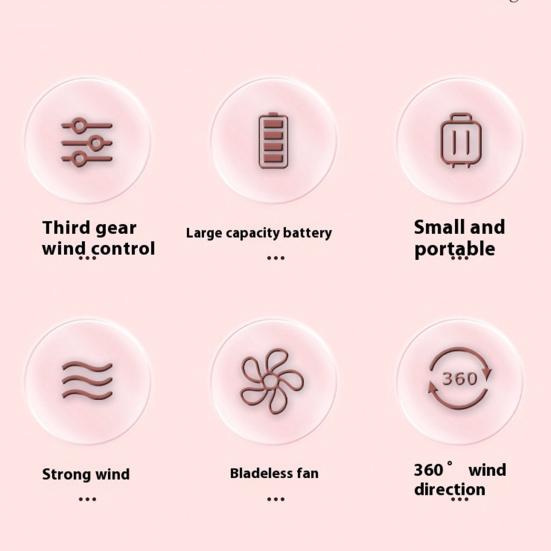 Подвесной вентилятор для шеи без помощи рук, регулируемый на 360 градусов 3-скоростной малошумный перезаряжаемый мини персональный вентилятор для шеи