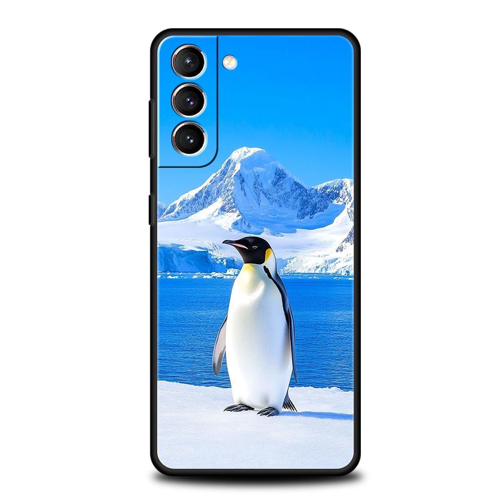 Пингвин Кавайи Милый Мягкий Чехол Для Телефона Для Samsung Galaxy S25 Edge S24 Plus S23 FE S22 S21 S20 Ultra 5G S10 Черный Защитный Чехол