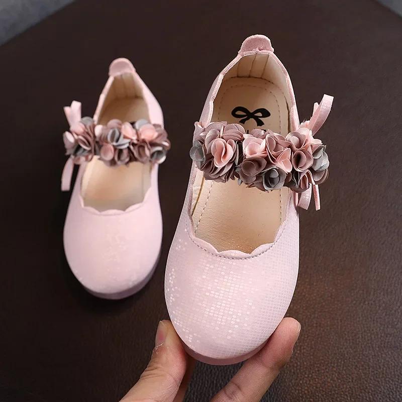 Trendy Sandals Spring New Trendy Princess Shoes Comfort Non Slip Soft Leather Shoe Exquisite Elegant Girl Shoe Flower Kid Shoes