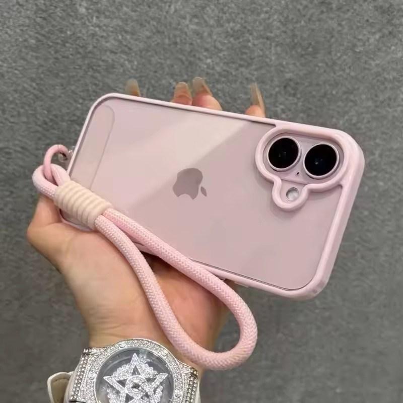 Роскошный чехол-бампер конфетного цвета со шнурком для iPhone 17 16 15 14 13 12 11 Pro Max Plus Прозрачная акриловая противоударная крышка