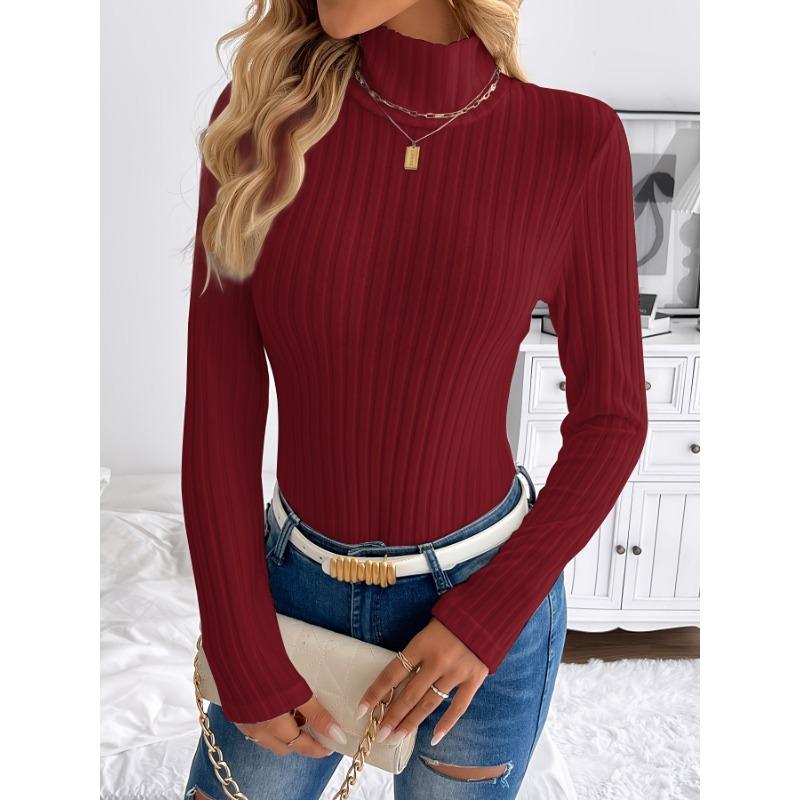 Женский новый простой белый тонкий трикотаж Зима Внутри Высокий уровень Sense of High-neck Top Thin Джемпер