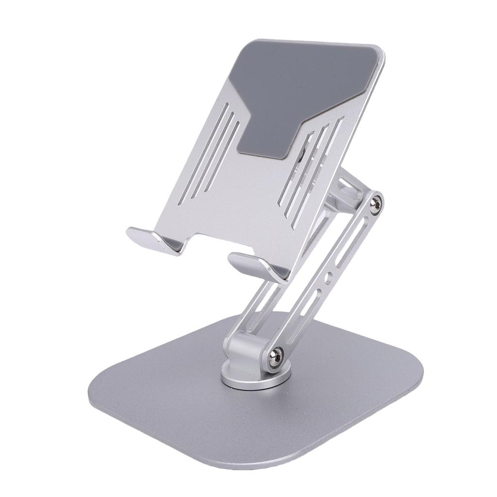 Desk Tablet Stand Adjustable Foldable 360 Degrees Rotating Metal Desk Tablet Holder for Cell Phone Silver