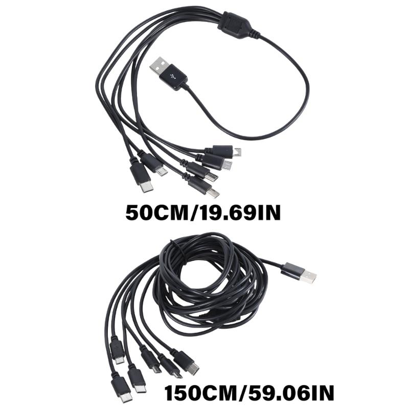 Универсальный зарядный кабель 1 на 6 USB на USB 5Pin и разъемы Type C Зарядный провод Не поддерживает передачу данных для телефонов