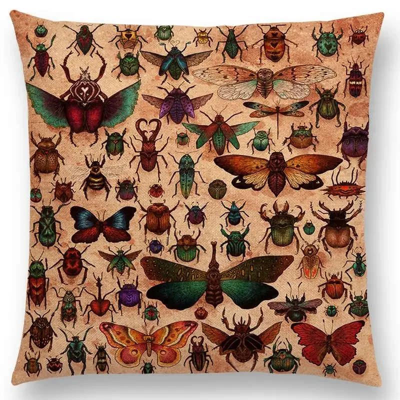 Наволочка для дивана с изображением птицы темного авгурия, трехглазого ворона, стимпанк-колибри, ночной принцессы, льва и совы