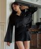 Black Crush Satin Mini Wrap Skirt