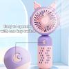 Мультяшный мини-ручной вентилятор с подсветкой, USB-зарядка, долговечный, портативный, дорожный, небольшой вращающийся вентилятор