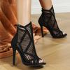 Xibeilove Summer Sexy Ladies High Heels Laser Hollow Buckle Zipper Suede High Heel Sandals Women Party Nightclub Shoes