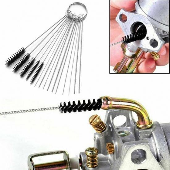 18X Motorcycle Carburetor Carbon Dirt Jet Remove Needles+Brushes Cleaning Tools