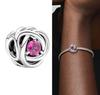 Медные twelve month birthstone сердце вечность шармы бусины кулон подходят к оригинальному браслету для женщин тонкие ювелирные изделия