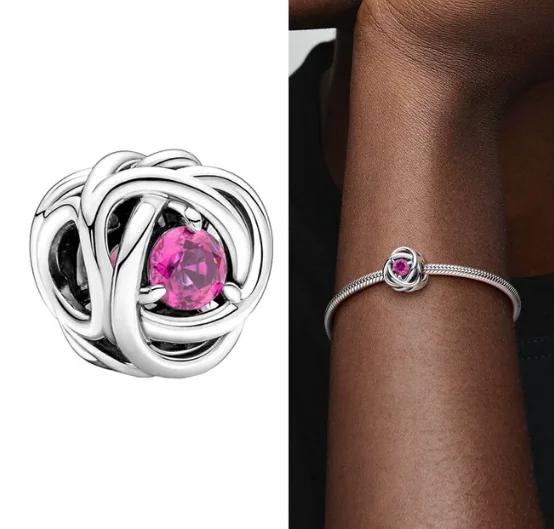 Медные twelve month birthstone сердце вечность шармы бусины кулон подходят к оригинальному браслету для женщин тонкие ювелирные изделия