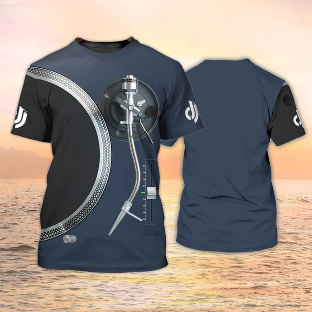 Mens Tshirt Nightclub Rock Dj Bar Party Short Sleeve Fashion Trend Unisex Dress Oneck Tshirt 3d Musical Lnstrument Print