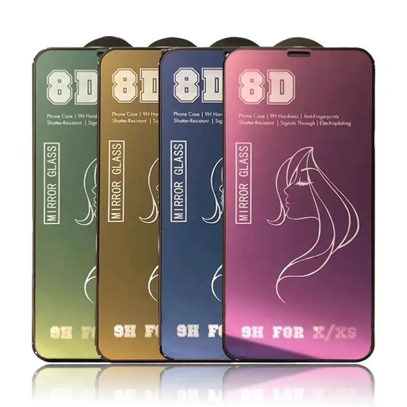 8D Зеркальное закаленное стекло для Apple IPhone 14 13 12 11 Pro Max Plus Mini X XS Max XR Защитная пленка для экрана с полным покрытием