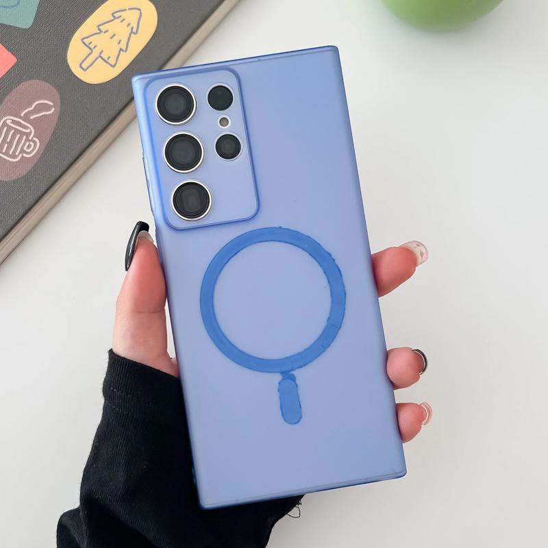 Роскошный матовый полупрозрачный ультратонкий чехол для Samsung Galaxy S25 S24 S23 Ultra S22 Plus Magsafe Magnetic Wireless Charge Clear Phone Cover