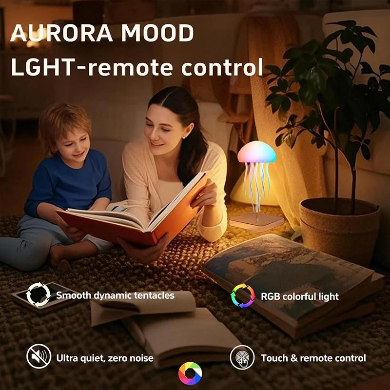 Лампа-медуза с пультом ДУ и сенсорным управлением, RGB-градиент, перезаряжаемая, с танцующими щупальцами, ночник для дома, офиса, прикроватного декора