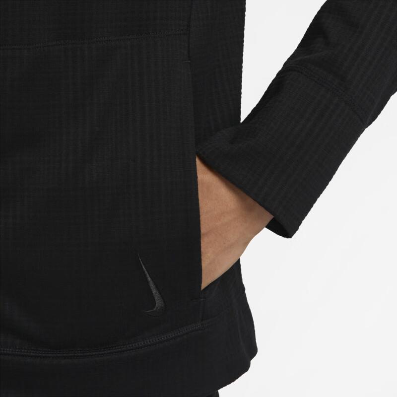 Nike Yoga Dri-FIT однотонная толстовка с капюшоном на молнии для мужчин, черная FB7779-010