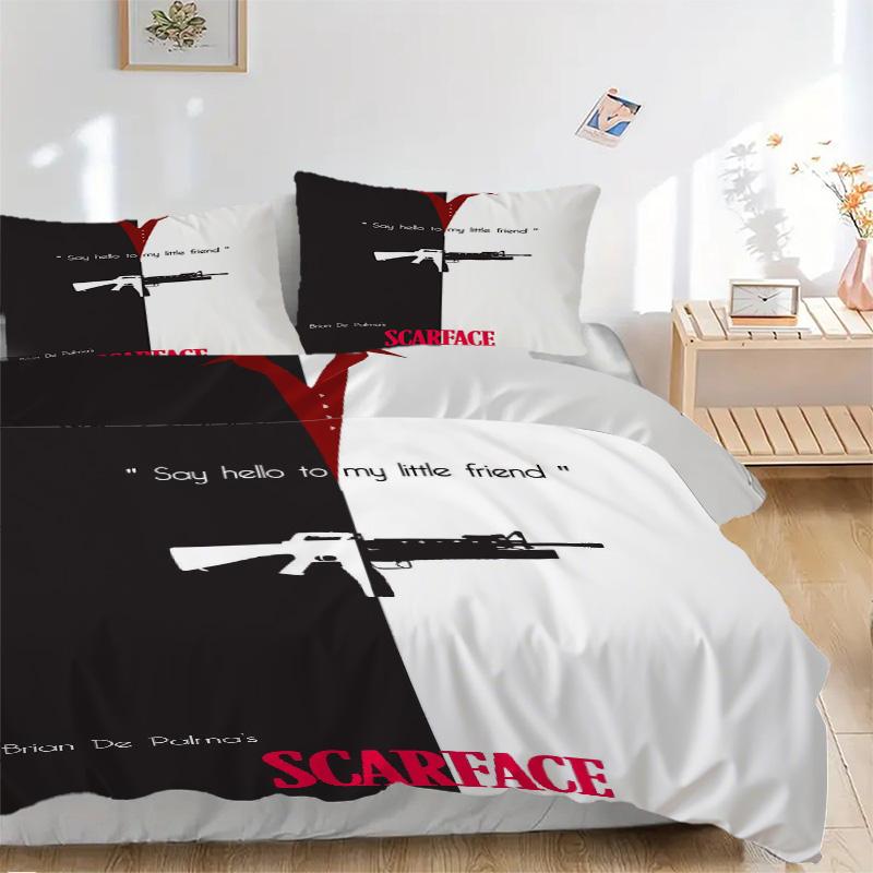 Scarface Poster Bedding 3 Piece Set Hd Print Duvet Cover Pillowcases For Teens Adult Bedroom Decoration Christmas Gift C921152