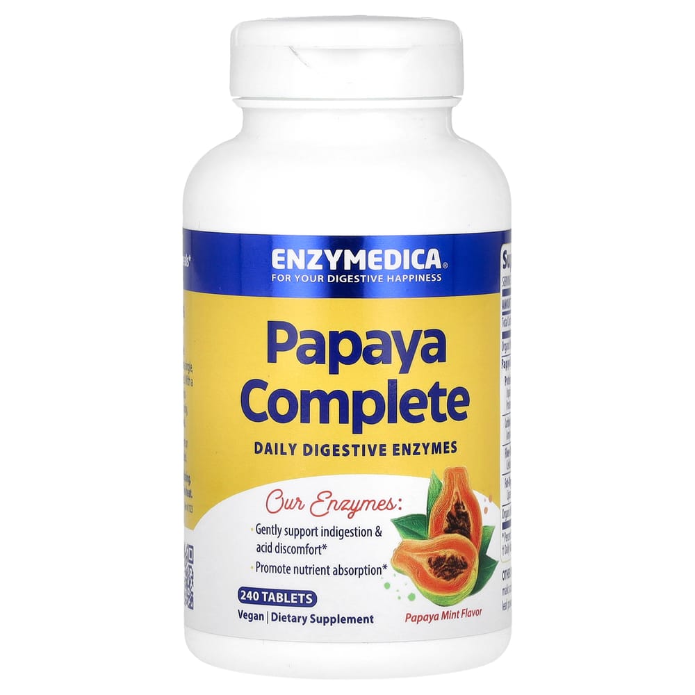 Enzymedica Papaya Complete Papaya Mint, 240 Chewable Tablets