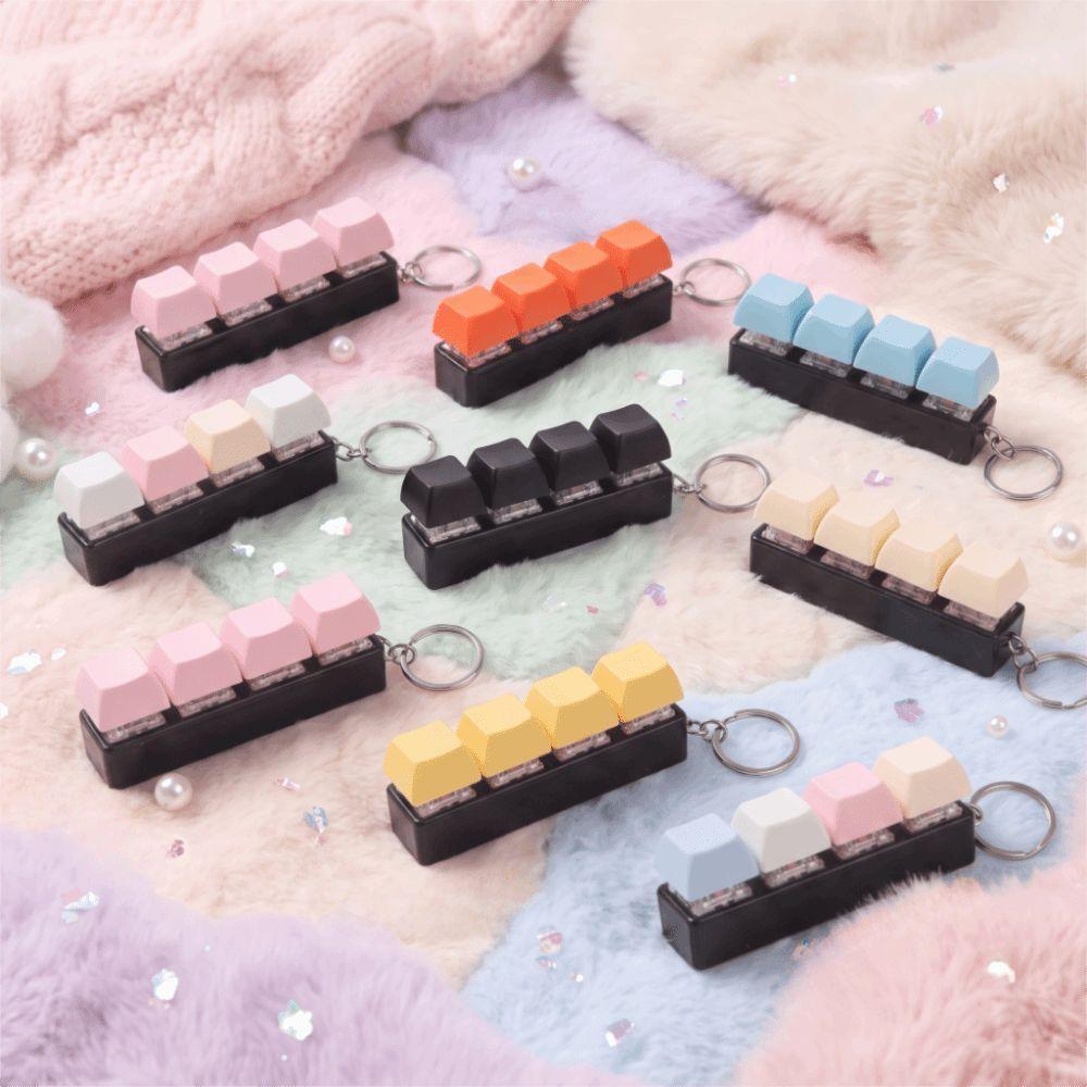 Finger Button Keycap Fidget Keychain Key Cap Clicker Keyboard Cube Keychain Gifts