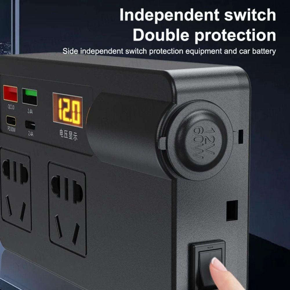 High Power Car Inverter DC 12V/24V To AC 220V Car Converter Socket Portable Power Adapter