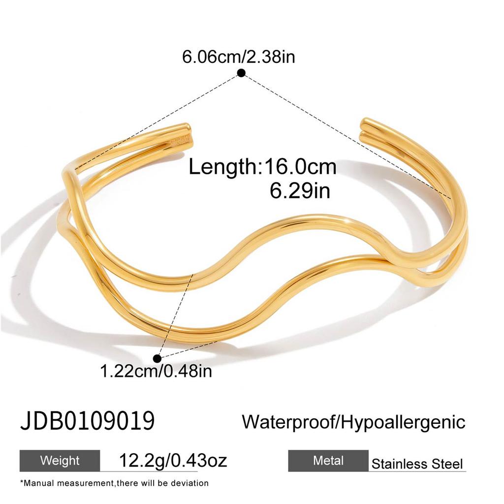 Uworld Minimalist Classic 18K Gold Color Plated Inlay White Zircon Three Layer Bracelet Waterproof Stainless Steel Jewelry Gift