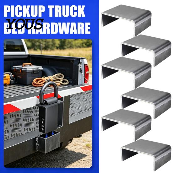 Stake Pocket for Trailer 6Pcs Heavy Duty Steel Weld on Pockets And Truck Bed, Fits Standard Utility Railing Mount 2x4 Stakes, Cargo Pile Slot