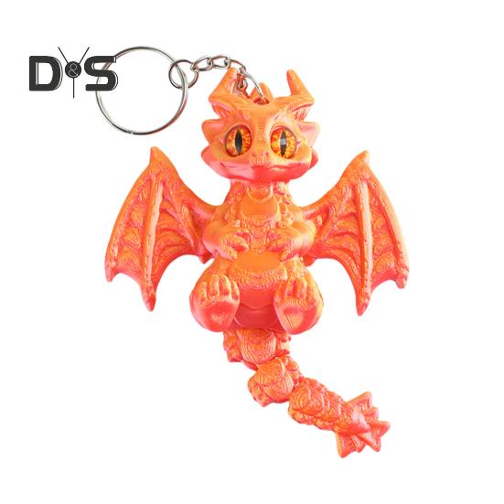 Брелок с крыльями дракона, напечатанный на 3D-принтере, с движущимся хвостом, сумки, багаж, школьные ранцы, интерьеры автомобилей