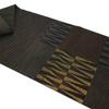 Used [] Fukuro obi, pure silk, Tsumugi Museum, black, gold leaf thread, gold thread, lame thread, different checkered pattern, high quality, casual,