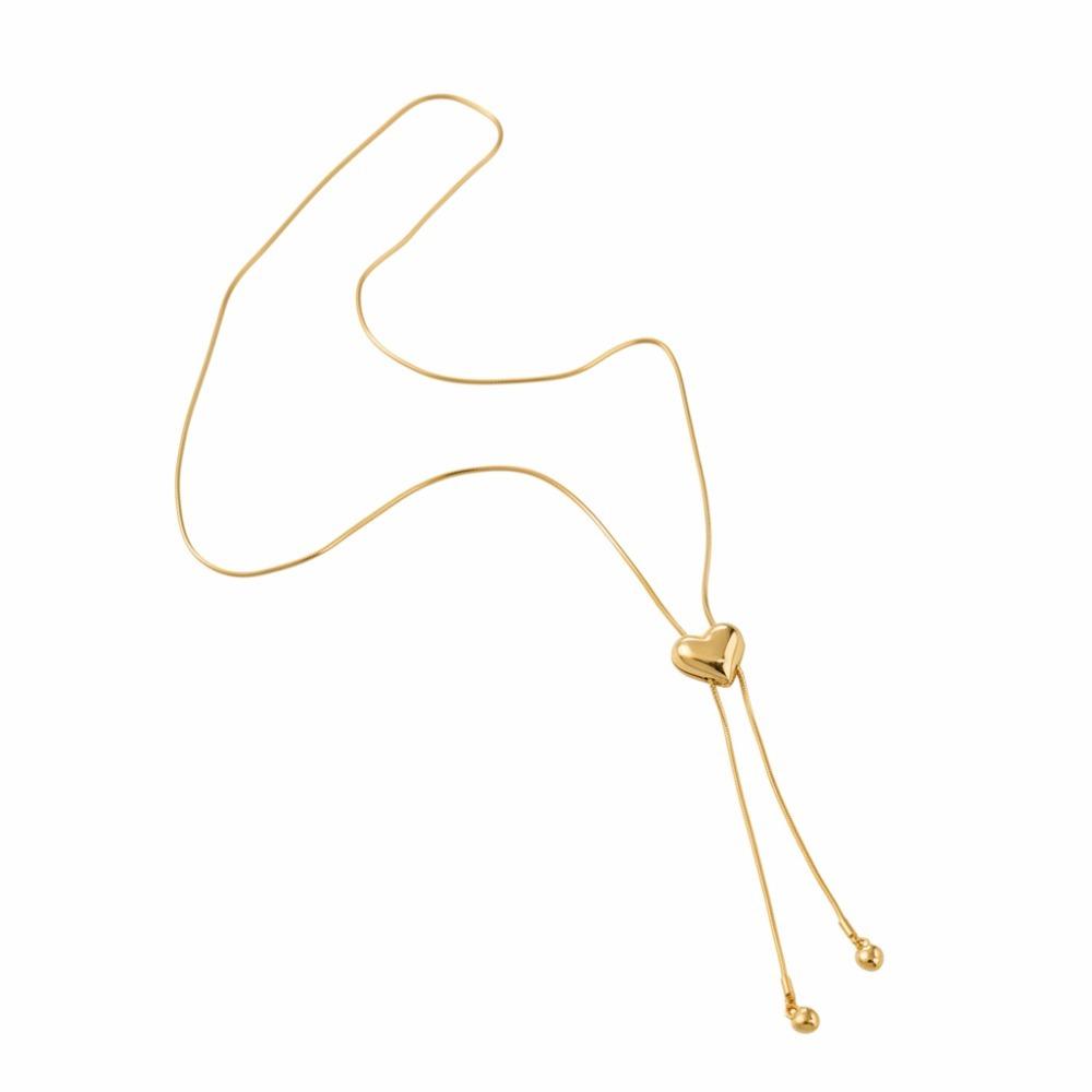 Gold Color Heart Chain Necklace Alloy Heart Pendant Necklace Bijoux Femme