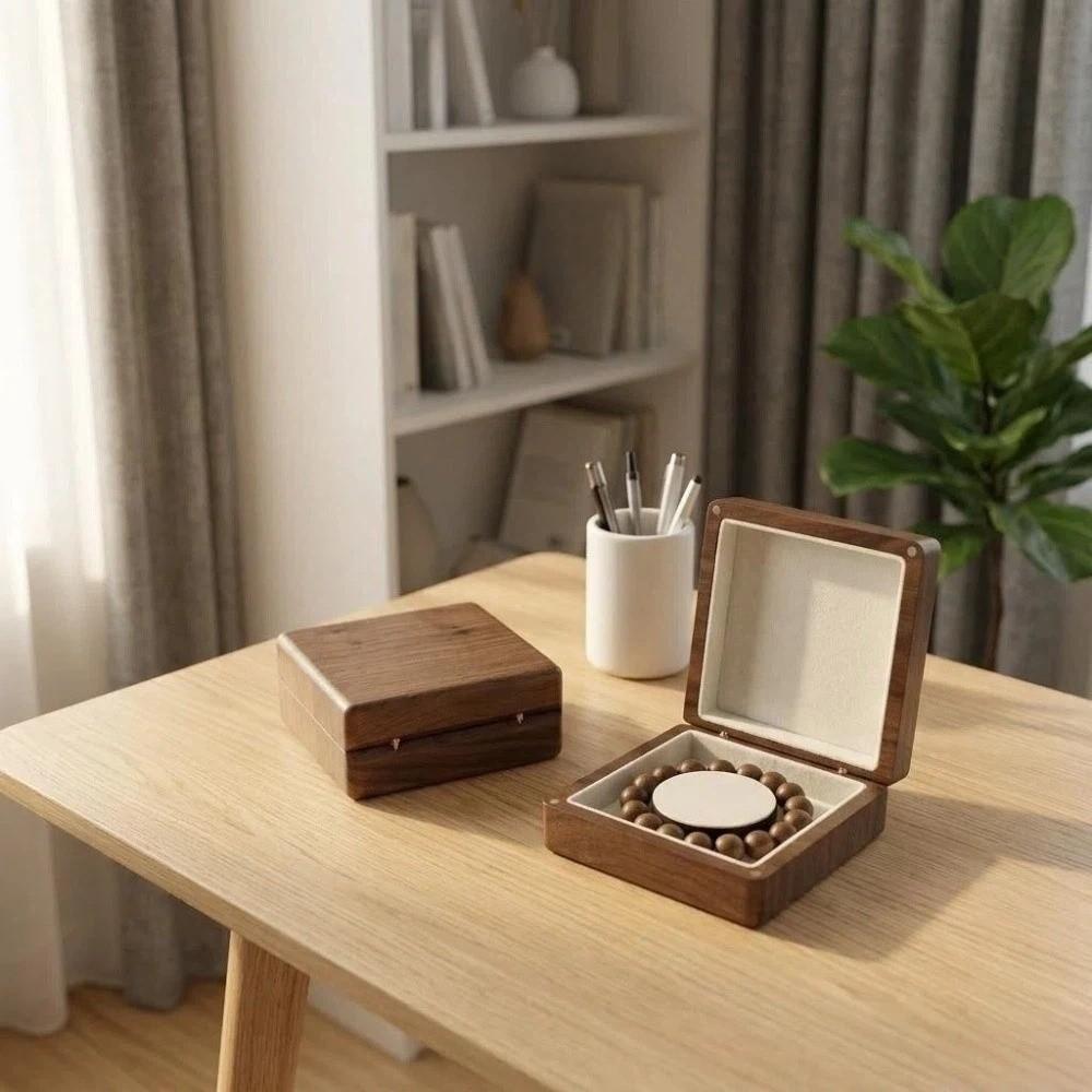 Square Walnut Wooden Bracelet Holder Luxury Jewelry Storage Case Hand Chain Box Gifts