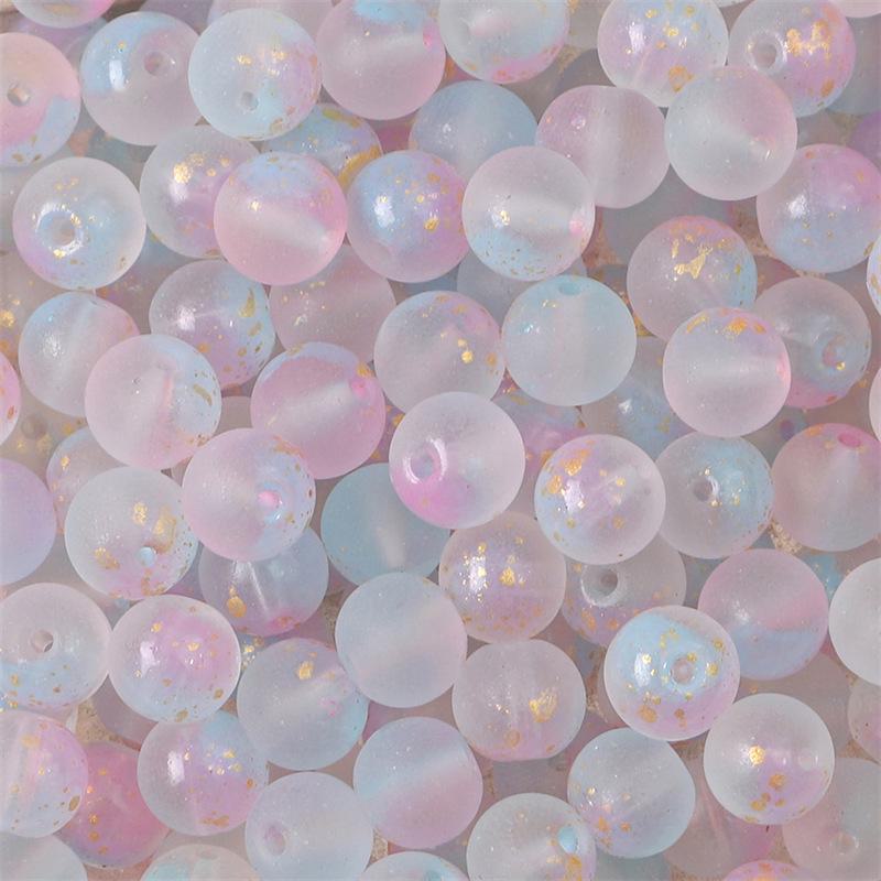 Комплект браслетов из бисера Summer Jelly Gold Glitter: Двойные стеклянные круглые бусины и полусахарные пузырчатые бусины