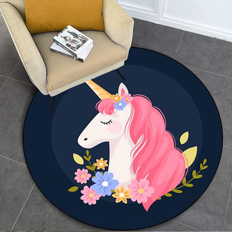 1Pc Unicorn Circular Print Rug - home decoration Carpet For Living Room Bedroom Flooring Computer Chair Area Rug