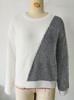 Women's Autumn Winter Color Block Loose Knit Pullover Sweater - Casual Round Neck Top