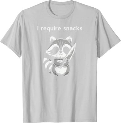 Raccoon Holding Knife I Require Snacks Funny Graphic T-Shirt T-Shirt For Men and Women,Unisex,gift,Top