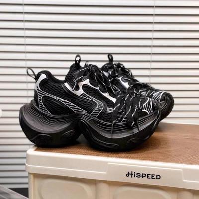 2025 Женские Модные Европейские Кроссовки на Толстой Подошве на Шнуровке в Стиле Папа для Увеличения Роста