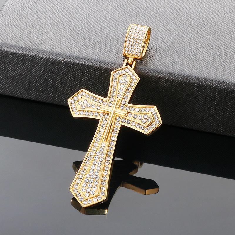 Hip Hop Gold Color Zirconia Dog Paw Pendant Necklace for Men Larger Cross Stainless Steel Jewelry Rock Women's Accessory Gift