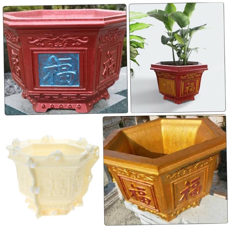 Tall Planter Mold DIY Hexagonal Flower Pot Mold Flower Container Mold for Plant